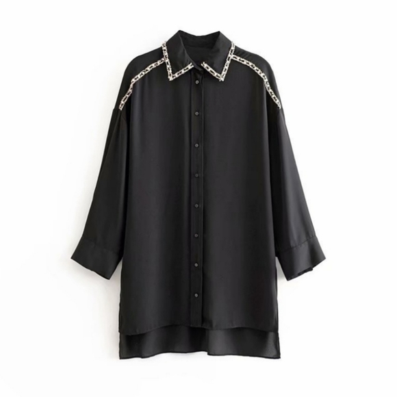ZARA Oversized Detailed Blouse - Picture 1 of 9